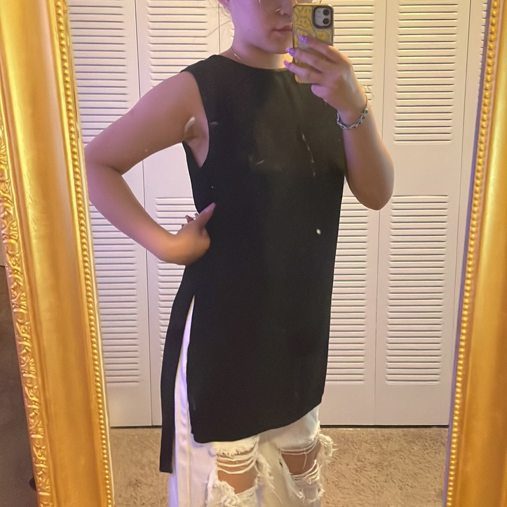 Black asymmetrical blouse zipper